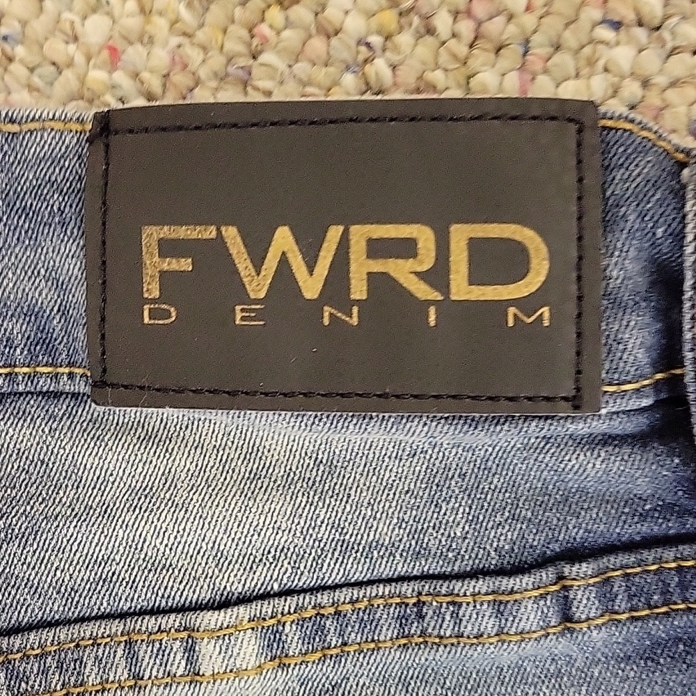 FRWD Denim Distressed Paint Spattered Blue Jeans, Men's 36 X 34. - Picture 5 of 6